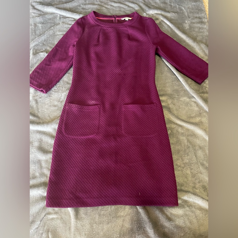 Boden Rich Purple Long Sleeve Dress